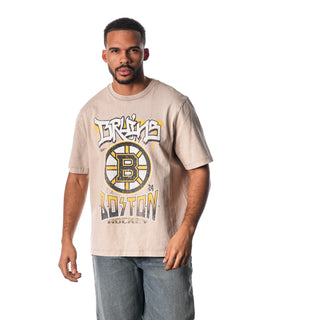 Boston Bruins Unisex Graffiti Washed Tee - Cream