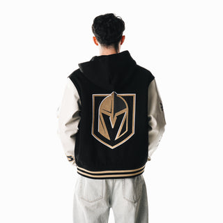 Vegas Golden Knights Hooded Varsity Jacket - Black/White