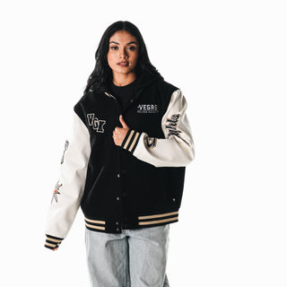 Vegas Golden Knights Hooded Varsity Jacket - Black/White