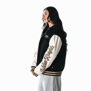 Vegas Golden Knights Hooded Varsity Jacket - Black/White