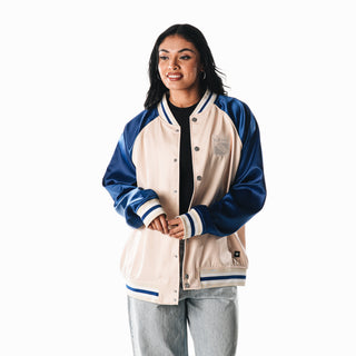 NY Rangers Unisex Satin Raglan Bomber - Cream