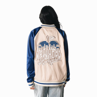 NY Rangers Unisex Satin Raglan Bomber - Cream