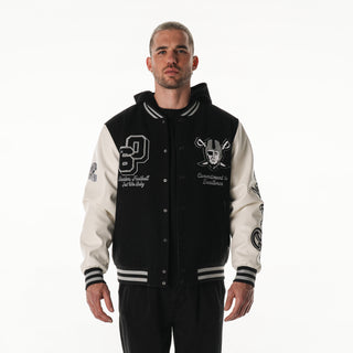 Las Vegas Raiders Unisex Hooded Varsity Jacket – Black