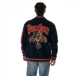 Florida Panthers Unisex Jacquard Zip Front Sweater - Navy
