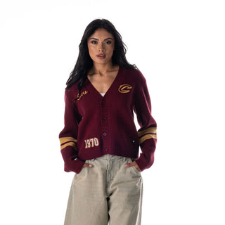 Cleveland Cavs Women's Cropped Cardigan - Wine