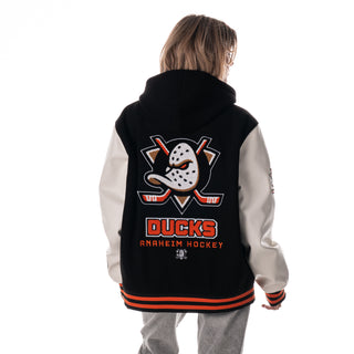 Anaheim Ducks Unisex Varsity Hooded Jacket - Black