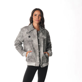 Dallas Cowboys Women's Faux Leather Jacket - Grey