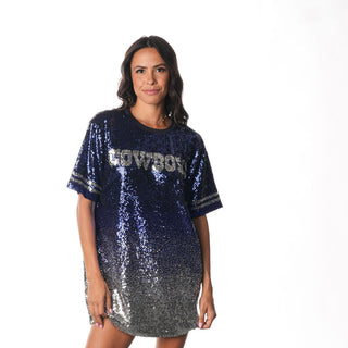 Dallas Cowboys Sequin Ombre Dress - Navy