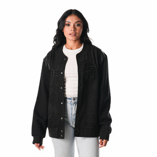 San Diego Padres Suede Fleece Bomber - Black