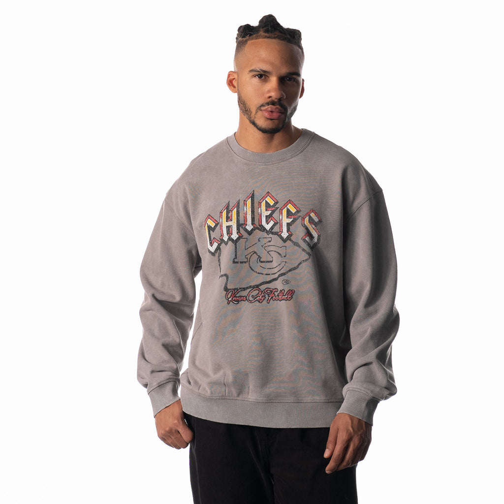 Kansas City Chiefs Graphic Crew Fleece - Grey – wearethewildco