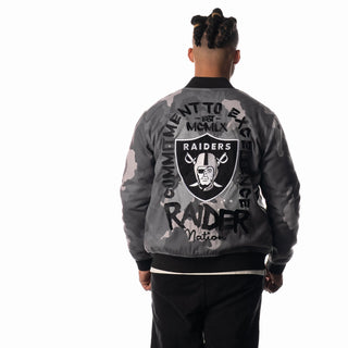 Las Vegas Raiders Unisex Camo Bomber - Camo Grey