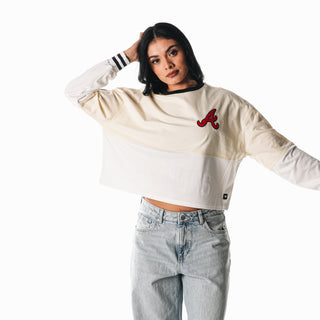 Atlanta Braves Women's Jersey Mesh Crop Fleece - Multi-Crew Fleece-thewildcollective