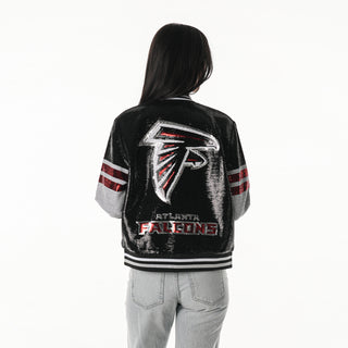 Atlanta Falcons Women's Sequin Bomber - Black-Sequin Jacket-thewildcollective