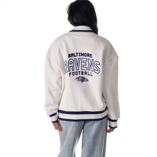 Baltimore Ravens Unisex Embossed Cable Knit Bomber - Vintage-Bomber Jacket-thewildcollective