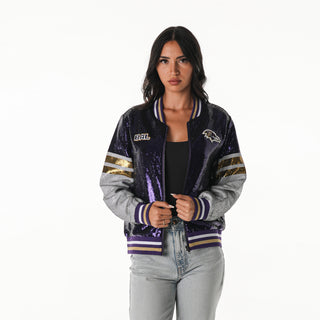 Baltimore Ravens Women's Sequin Jacket - Purple-Sequin Jacket-thewildcollective