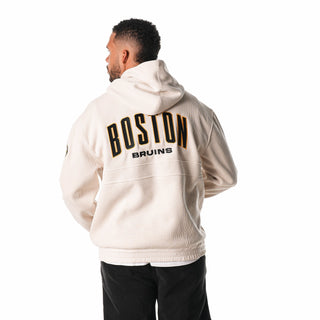 Boston Bruins Corduroy Hoodie - Cream-Corduroy Jacket-thewildcollective