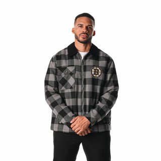 Boston Bruins Flannel Zip Front Jacket - Black-Flannel Jacket-thewildcollective