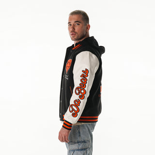 Chicago Bears Unisex Hooded Varsity Jacket - Black-Varsity Jacket-thewildcollective