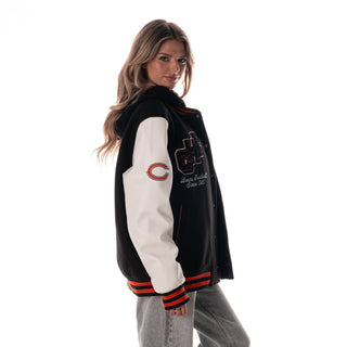 Chicago Bears Unisex Hooded Varsity Jacket - Navy-Jacket-thewildcollective