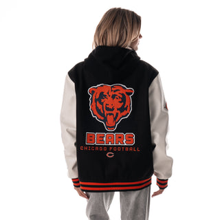 Chicago Bears Unisex Hooded Varsity Jacket - Navy-Jacket-thewildcollective
