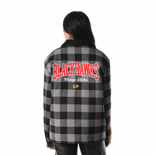 Chicago Blackhawks Flannel Zip Front Jacket - Black-Jacket-thewildcollective