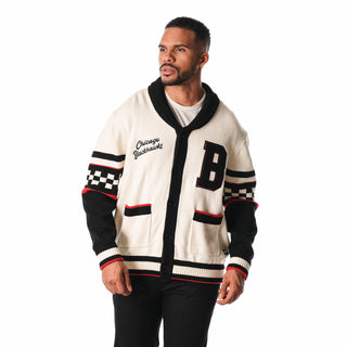 Chicago Blackhawks Jacquard Button Up Sweater - Cream-Jacquard Sweater-thewildcollective