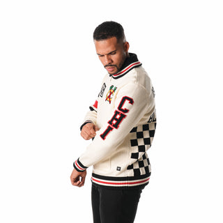 Chicago Blackhawks Jacquard Sweater - Cream-Jacquard Sweater-thewildcollective