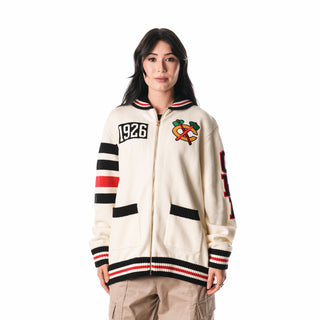 Chicago Blackhawks Jacquard Sweater - Cream-Jacquard Sweater-thewildcollective