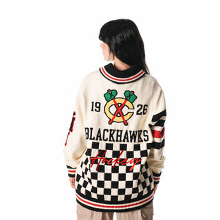 Chicago Blackhawks Jacquard Sweater - Cream-Jacquard Sweater-thewildcollective