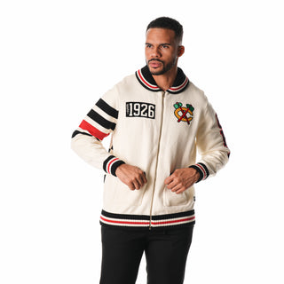 Chicago Blackhawks Jacquard Sweater - Cream-Jacquard Sweater-thewildcollective