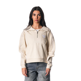 Chicago Bulls Women's Quarter Zip Fleece - Cream-Zip Fleece-thewildcollective