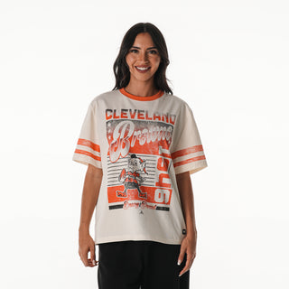 Cleveland Browns Women's Vintage Drop Shoulder Tee - Cream-T-SHIRT-thewildcollective