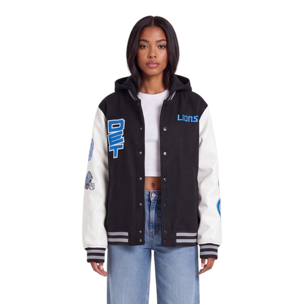 Detroit Lions Women's Varsity Jacket - Black/White