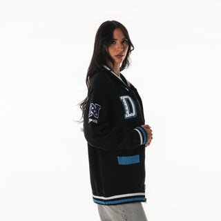 Detroit Lions Unisex Jacquard Zip Front Sweater - Black-Jacquard Sweater-thewildcollective