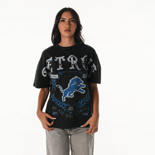 Detroit Lions Women's Oversized Graphic Dolman Short Sleeve Tee - Black-T-SHIRT-thewildcollective