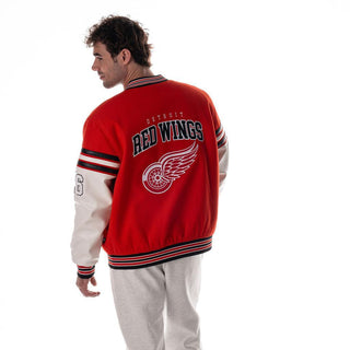 Detroit Red Wings Unisex Drop Shoulder Varsity Jacket - Red-Varsity Jacket-thewildcollective