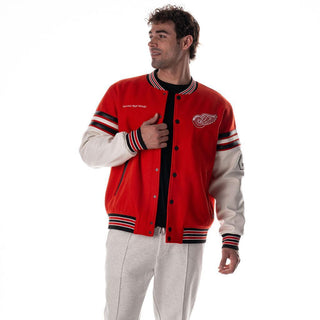 Detroit Red Wings Unisex Drop Shoulder Varsity Jacket - Red-Varsity Jacket-thewildcollective