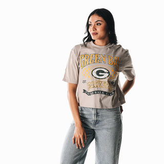 Green Bay Packers Women's Vintage Boxy Tee - Cream-T-SHIRT-thewildcollective