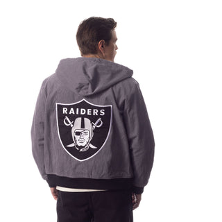 Las Vegas Raiders Unisex Corduroy Full Zip Bomber - Grey-Bomber Jacket-thewildcollective