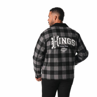 Los Angeles Kings Flannel Zip Front Jacket - Black-Flannel Jacket-thewildcollective