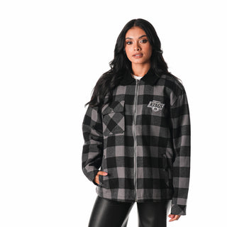 Los Angeles Kings Flannel Zip Front Jacket - Black-Flannel Jacket-thewildcollective