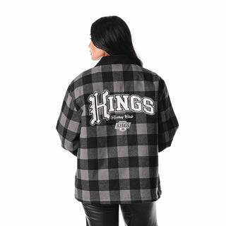 Los Angeles Kings Flannel Zip Front Jacket - Black-Flannel Jacket-thewildcollective