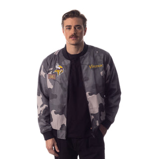Minnesota Vikings Unisex Camo Bomber - Camo Grey-Bomber Jacket-thewildcollective