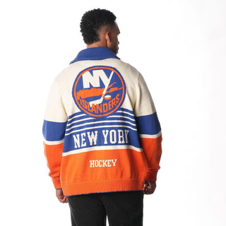 NY Islanders Full Zip Jacquard Sweater Colorblock - Multi-Jacquard Sweater-thewildcollective