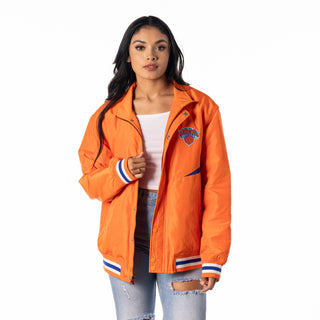 NY Knicks Nylon Bomber - Orange-Bomber Jacket-thewildcollective