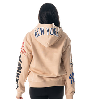 NY Yankees Heavy Block Graphic Hoodie - Cream-Hoodie-thewildcollective
