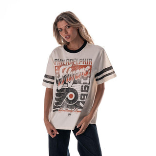 Philadelphia Flyers Women's Vintage Drop Shoulder Tee - Cream-T-SHIRT-thewildcollective