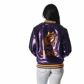 Phoenix Suns Sequin Bomber - Purple-Coachs Jacket-thewildcollective