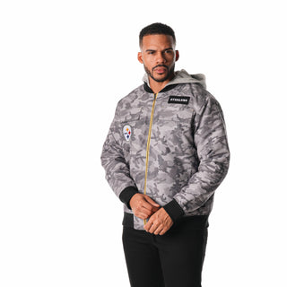 Pittsburgh Steelers Camo Hooded Bomber - Grey-Jacket-thewildcollective
