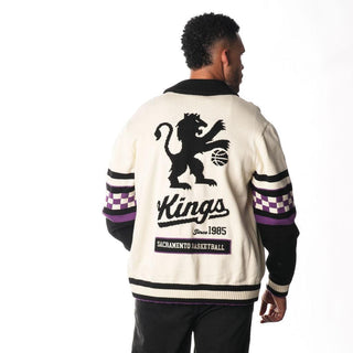 Sacramento Kings Jacquard Button Up Sweater - Cream-Jacquard Sweater-thewildcollective